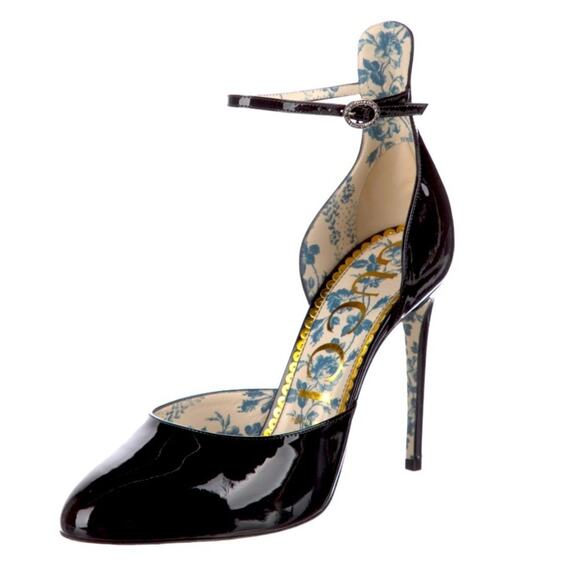 GUCCI Patent Leather Crystal Embellishments D'Orsay Pumps Size 9 NEW - Picture 1 of 10